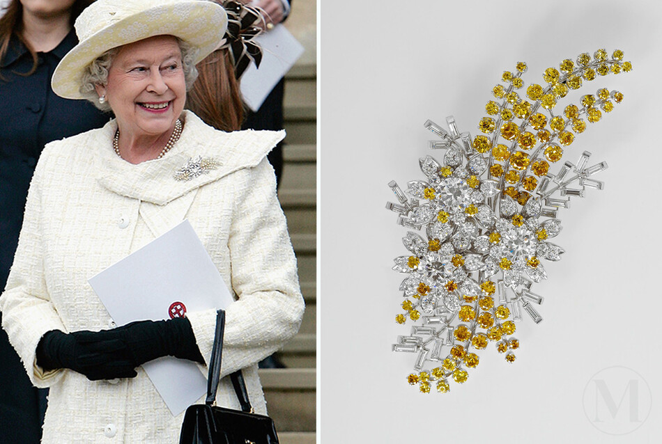 Австралийская брошь королевы Елизаветы II в виде австралийской акации