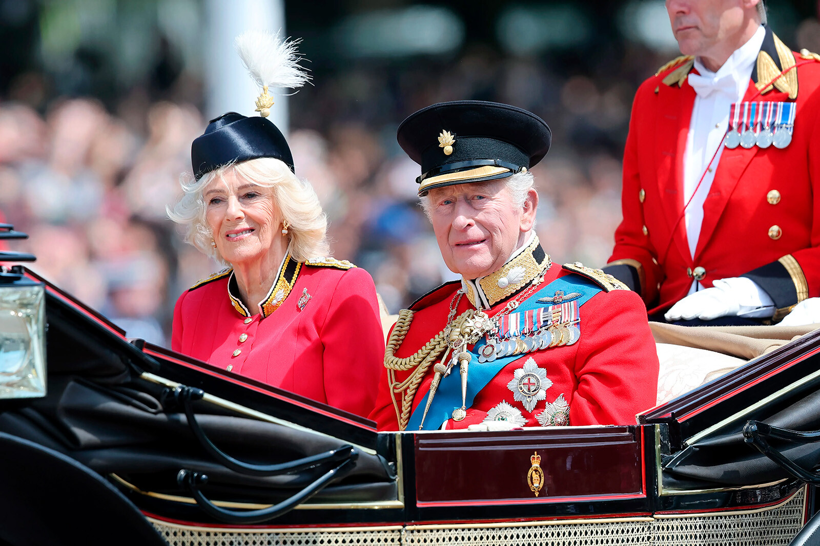 Король Карл III и королева Камилла на параде Trooping the Colour, 2026