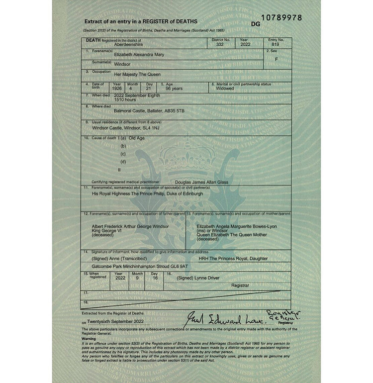 Стала известна причина смерти королевы Елизаветы II