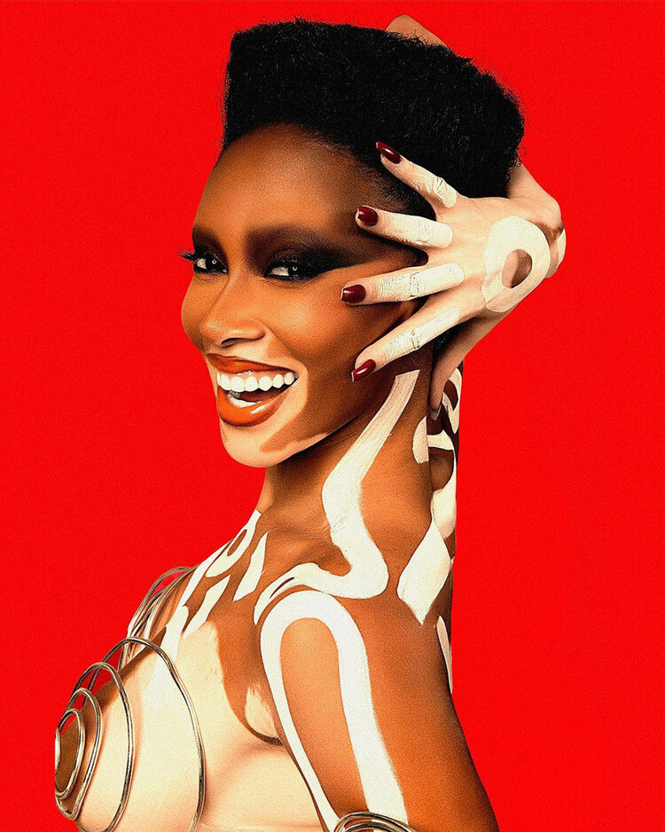 Винни Харлоу в образе Грейс Джонс