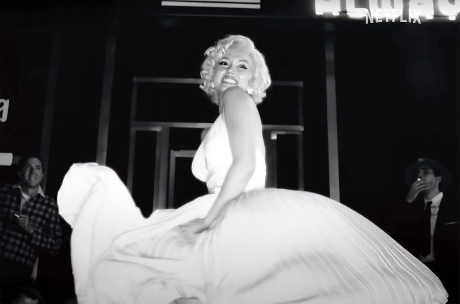 Ана де Армас восоздала знаменитый образ Мэрилин Монро в биографическом фильме Netflix «Блондинка», 2022 