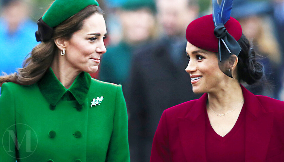 ейт Миддлтон и Меган Маркл направляются на рождественский приём королевы Елизаветы II в Сандрингеме, 2018 год