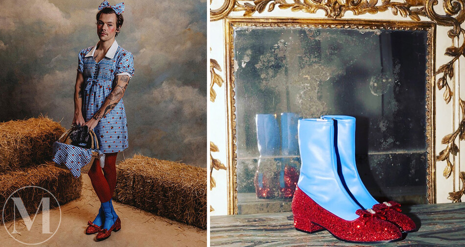 Halloween 2021 Best Celebrity Costumes Гарри Стайлс в костюме Дороти из «Волшебника из страны Оз.»