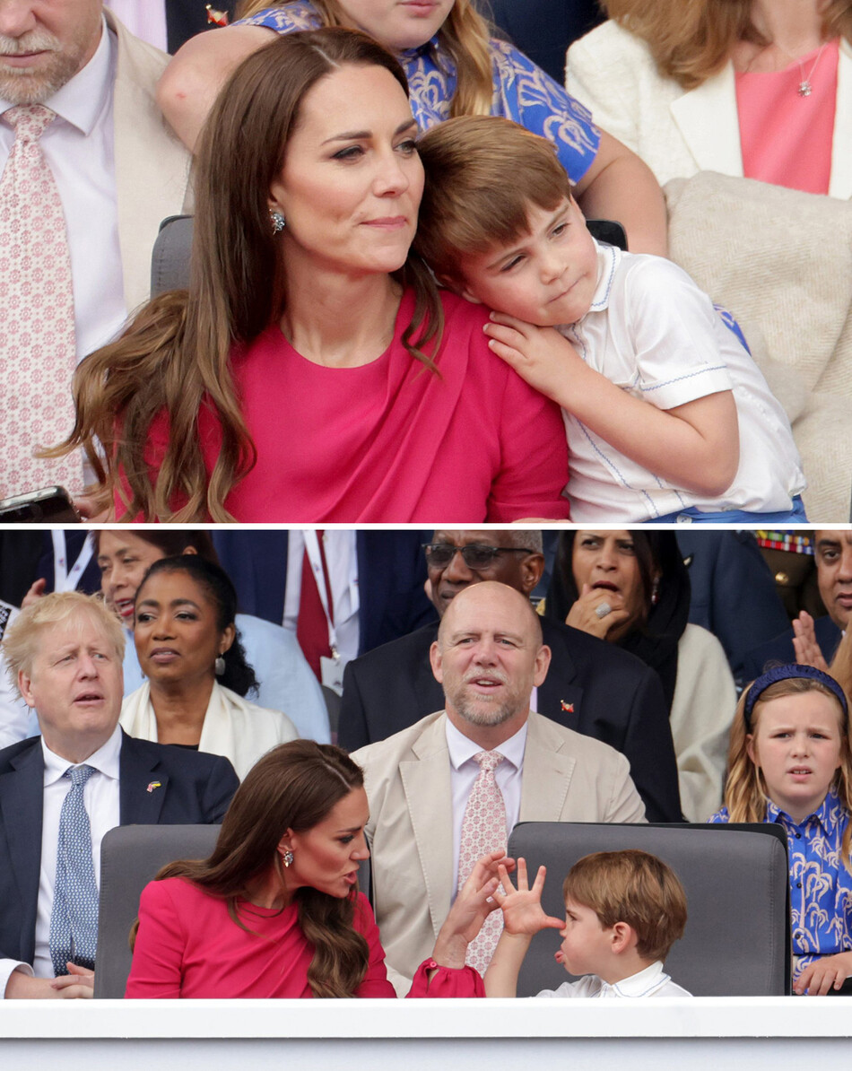 Кейт Миддлтон c принцем Луи на театрализованном представлении в честь Платинового юбилея, 2022