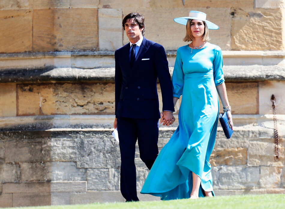 Аргентинский игрок в поло Игнасио «Начо» Фигерас и модель Дельфина Блакье прибываютна свадебную церемонию принца Гарри и Меган Маркл в часовне Святого Георгия в Виндзорском замке, 19 мая 2018 года, Лондон, Великобритания 