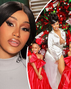 Карди Би в платье за 65 долларов на рождественской фотосессии — такое позволят себе многие поклонницы!