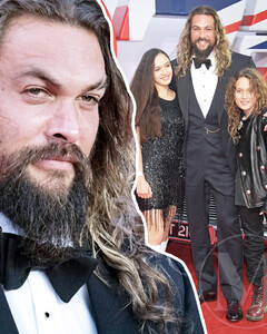 Джейсон Момоа с красавицей-дочерью и рокером-сыном на премьере фильма «Не время умирать»