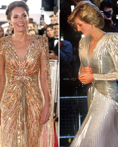 Платье Кейт Миддлтон было данью уважения образу принцессы Дианы на премьере фильма о Джеймсе Бонде 1985 года