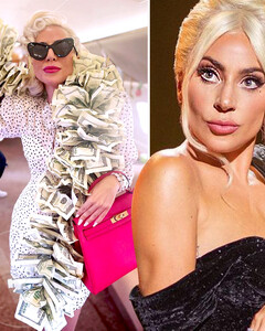 Леди Гагу высмеяли за аксессуар: певица нарядилась в боа, сделанное из стодолларовых купюр