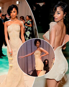 Платье Тайлы для Met Gala 2024 из песка разрезали после выхода на красную дорожку