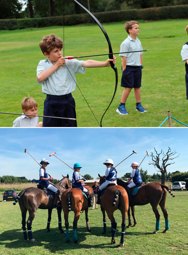 Частное учебное заведение Ламбрук в Беркшире обучает учеников классическим видам спорта таким как стрельбе из лука и игры поло