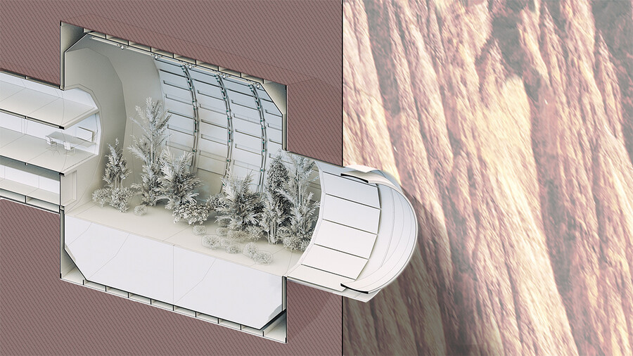 Автономные системы вертикальных на склоне утёса Tempe Mensa, Марс