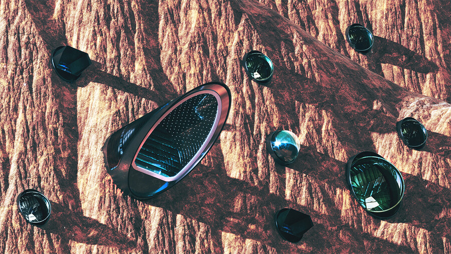 Жилой отсек первого мегаполиса «Nüwa — Нюйва» на склоне утёса Tempe Mensa, Марс