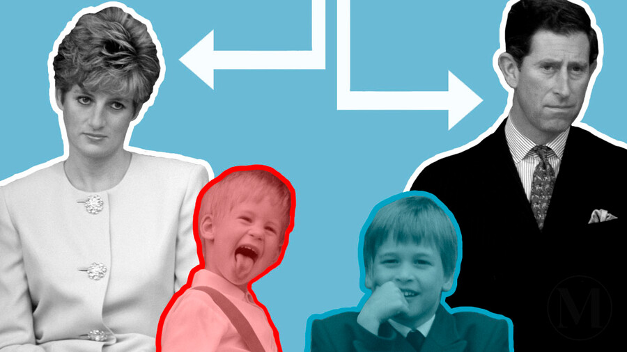 Принцесса Диана и принц Чарльз с детьми