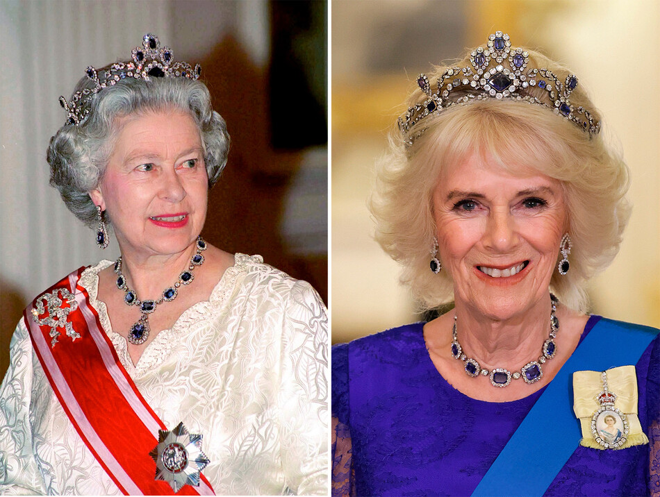 Камилла Паркер-Боулз надела сапфировую тиару и украшения покойной Елизаветы II