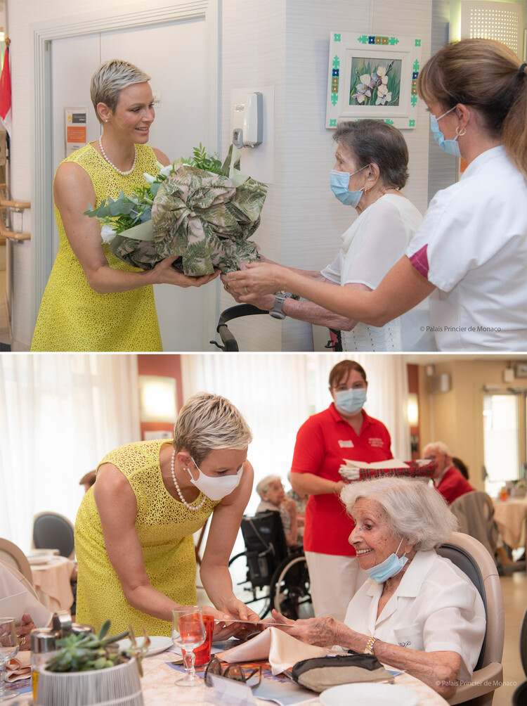 Принцесса Монако Шарлен общается с жителями хосписа Qietüdine, 15 июля 2022 года 