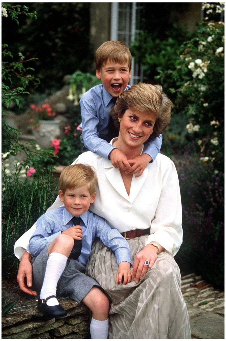 Принцесса Диана, принц Гарри и принц Уильям