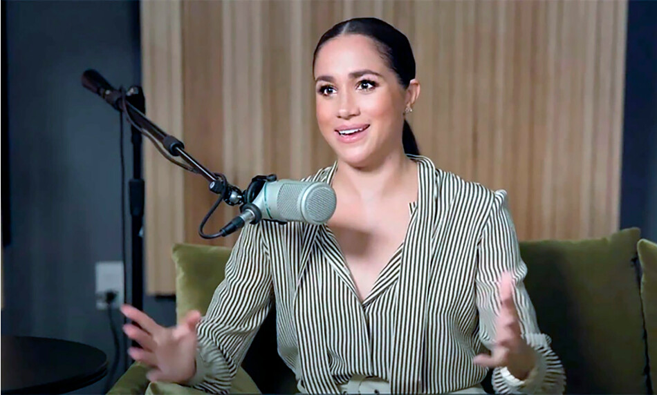 Меган Маркл во время записи первого эпизода «Архетипы» для подкаста на Spotify 23 августа 2022 г., США 