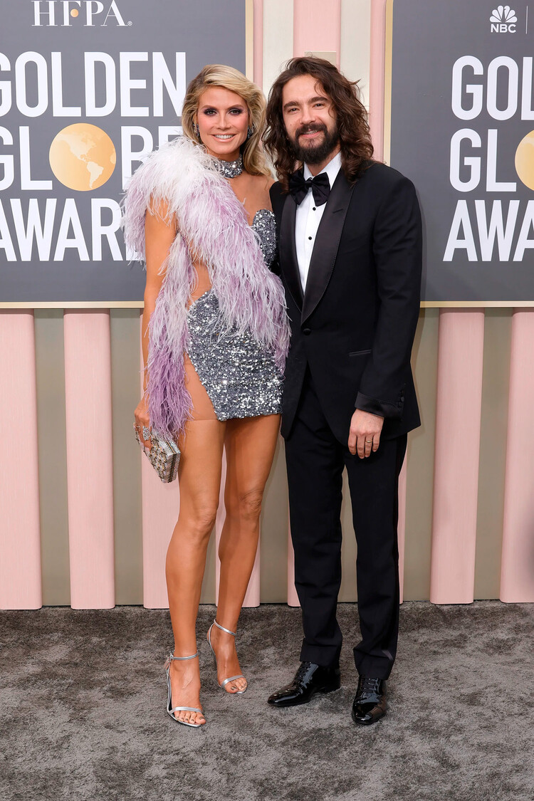 Хайди Клум в Kevin Germanier и Том Каулитц Золотой глобус 2023